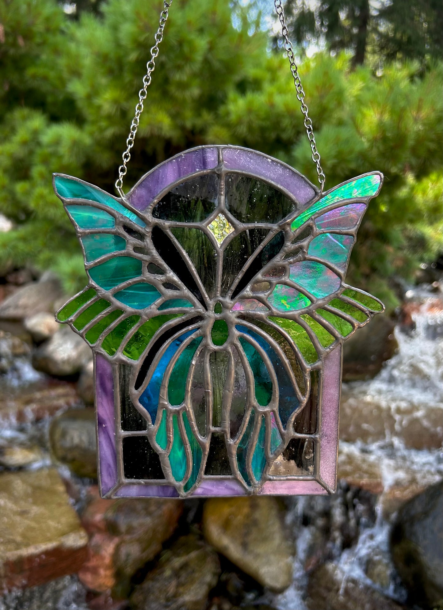 Stained Glass Dark Butterfly Faerie