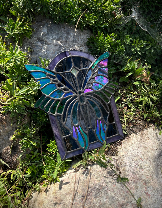 Stained Glass Dark Butterfly Faerie
